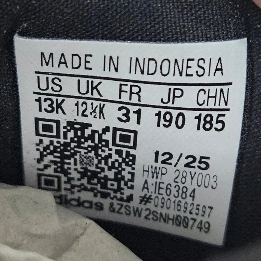 Adidas Lite Racer Adapt 7.0‎ K Athletic Shoes IE6384 Black White Kids Size 13K